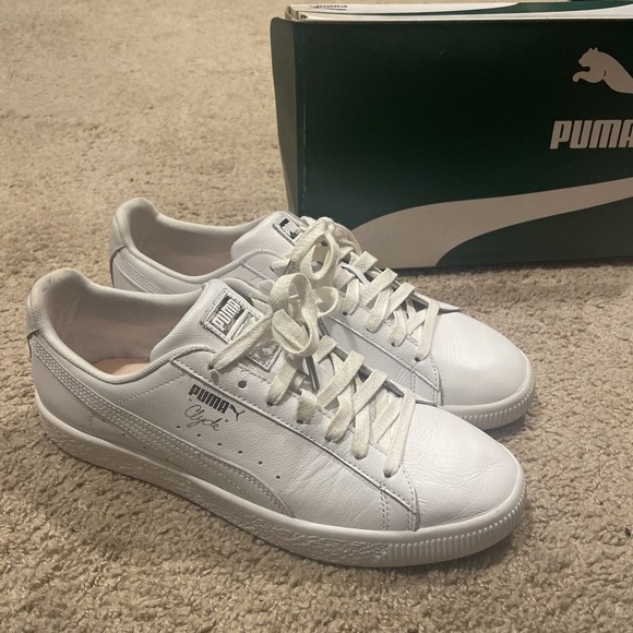 EUC Puma Men's Clyde Natural Star White White Silver Foil Size 11 - Picture 1 of 9